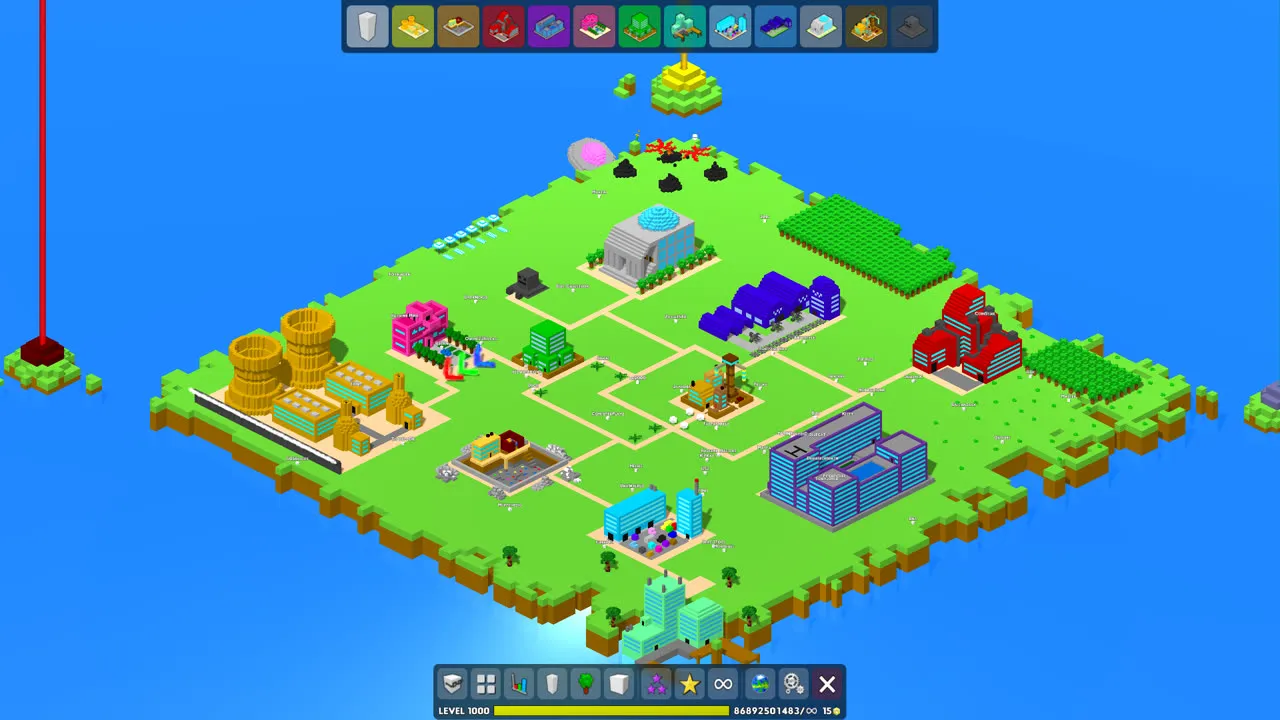 The Town island with all of its buildings